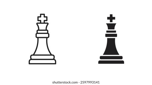 Chess king line icon vector set.