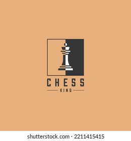 Chess king logo - business chess club logo - chess piece icon vector template black and white version