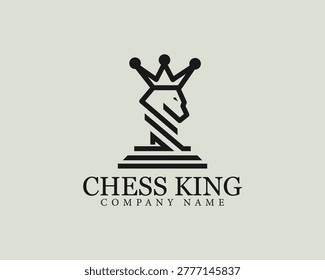 chess king logo creative design concept horse animal line crown