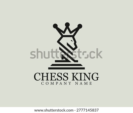 chess king logo creative design concept horse animal line crown
