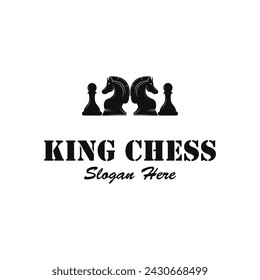 Chess king logo vector icon illustration template design