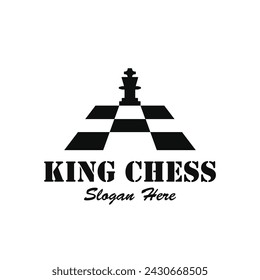 Chess king logo vector icon illustration template design