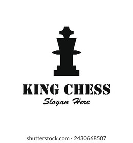 Chess king logo vector icon illustration template design
