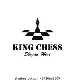 Chess king logo vector icon illustration template design