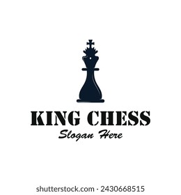 Chess king logo vector icon illustration template design
