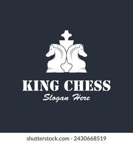 Chess king logo vector icon illustration template design