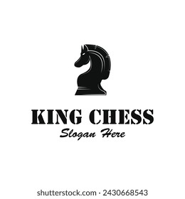 Chess king logo vector icon illustration template design