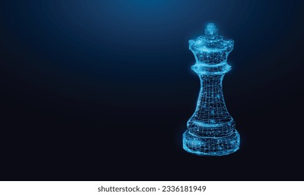 Chess King low poly chess figure. Success business startup, play game, concept. Polygonal wireframe vector illustration.