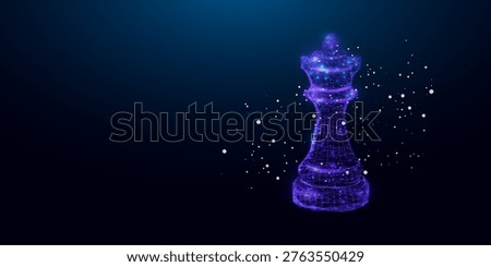 Chess King low poly chess figure. Success business startup, play game, concept. Polygonal wireframe vector illustration.