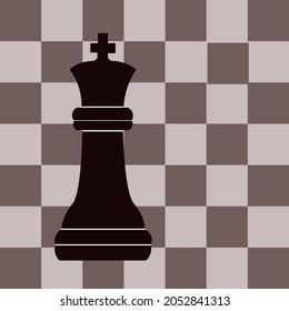 Chess king on the chessboard. Poster or flyer or background.