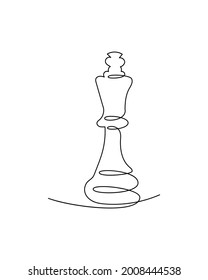 Chess king one line art. Continuous line drawing of Chess Pieces.