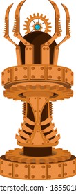 Chess king pawn in the steampunk style. Vector illustration on the theme of Board games and steampunk.