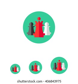 Chess king and pawns