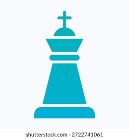 Chess King Piece Is Centered Against A Plain White Background. Solid Gradient Style Icon.