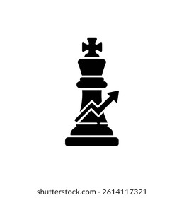 Chess King Piece with Growth Arrow Representing Strategy