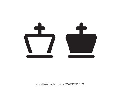 Chess king piece icon in two styles Vector