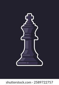 Chess king piece sticker vector. Flat design illustration.