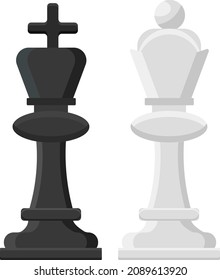 Chess king and queen, illustration, vector on a white background.