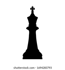 Chess king silhouette, black minimalist flat vector illustration icon
