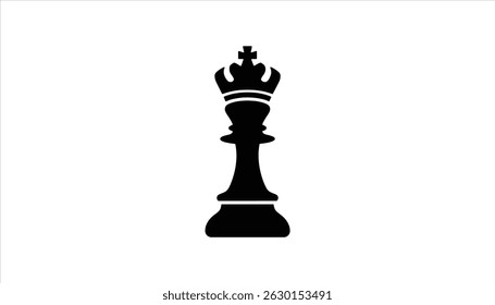 Chess King Silhouette Vector. Black Game Piece Icon for Strategy and Competition.

