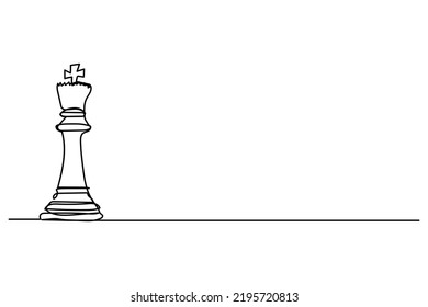 chess king single continuous line illustration vector design