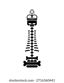Chess King Skeleton isolated. Deadly chess pieces bones and skulls.