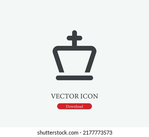 Chess King vector icon. Editable stroke. Symbol in Line Art Style for Design, Presentation, Website or Mobile Apps Elements, Logo. Chess king symbol illustration. Pixel vector graphics - Vector
