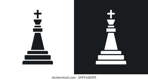 Chess king vector icon set in solid style.