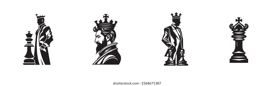 conjunto de iconos del vector del rey de ajedrez