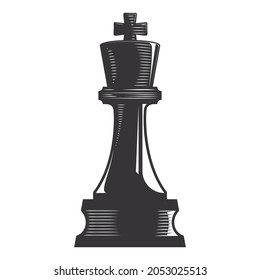 Chess King vector line art illustration.