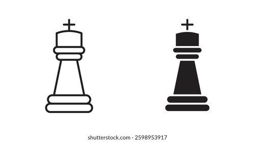 Chess king vector line icon illustration collection.