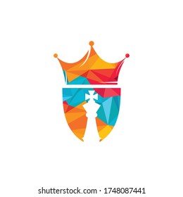 Schachkönig, Vektorlogo-Design. Schachkrone Logo Symbol Design-Vektorgrafik.
