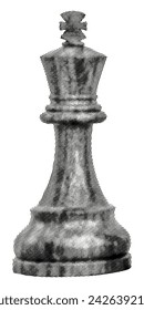 chess king wooden piece isolated on white background retro black halftone dotted texture vintage classic board game collage element for mixed media trendy modern cutout vector object chessman