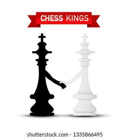 Chess Kings Handshake Vector Draw Symbol. Business Deal Icon.