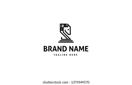 Chess Knight Abstract Line Vector Logo Design