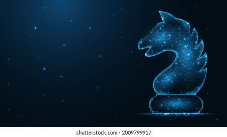 Chess knight. Business strategy line connection. Low poly wireframe design. Abstract geometric background. vector illustration.