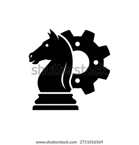 Chess Knight with Cogwheel Strategy and Management Icon