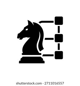 Chess Knight with Flowchart Strategy Diagram Icon