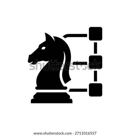 Chess Knight with Flowchart Strategy Diagram Icon
