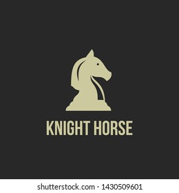 Chess Knight gold simple icon on black background