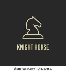 Chess Knight gold simple line icon on black background