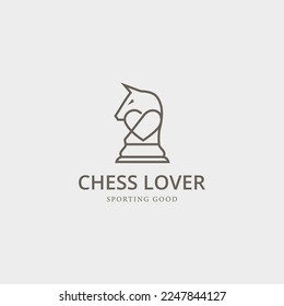 Chess knight horse with heart symbol logo design concept vector icon illustration concept