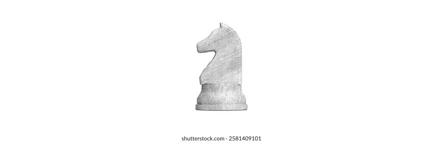 chess knight horse isolated on white background retro halftone texture cut-out collage element for mixed media vintage magazine style trendy design poster banner cover intelligence competition game