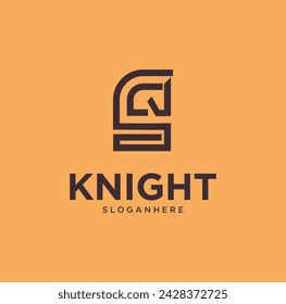 Chess Knight Horse Linear Logo Strategy line icon design