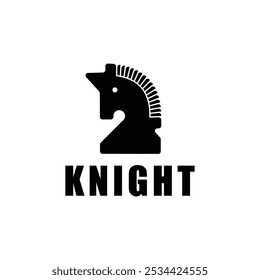 Chess Knight Horse Stallion Statue Sculpture silhouette simple logo design