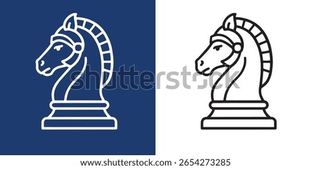 chess knight horse warrior vector silhouette Black and white  icon isolated
