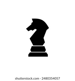 Chess knight icon. Black icon vector.