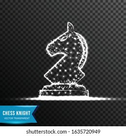 chess knight icon from connecting dot and line. light effect. vector illustration, isolated on transparent background