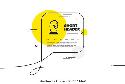 Icono del ajedrez Knight. Banner continuo de la burbuja de chat de línea. Símbolo de estrategia de marketing. Signo de destino comercial. Icono de estrategia de marketing en mensaje de chat. Habla de comentarios y habla de fondo. Vector