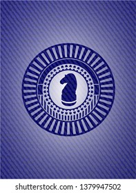 chess knight icon with denim texture